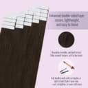 Fshine Tape in Hair Extension Real Human Hair Dark Brown 20 Inch 50g 20Pcs Glue in Hair Extensions Invisible Double Sided Tape Extensions Color 2 - 3