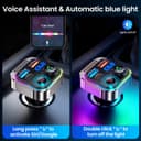 GizmoVine Bluetooth 5.4 FM Transmitter Car Adapter 63W (PD 45W & 18W) [Light Switch] [HiFi Bass Sound] [Fast Charging] Wireless Radio Music Adapter LED Display Zinc Alloy Hands-Free Calling Support - 6