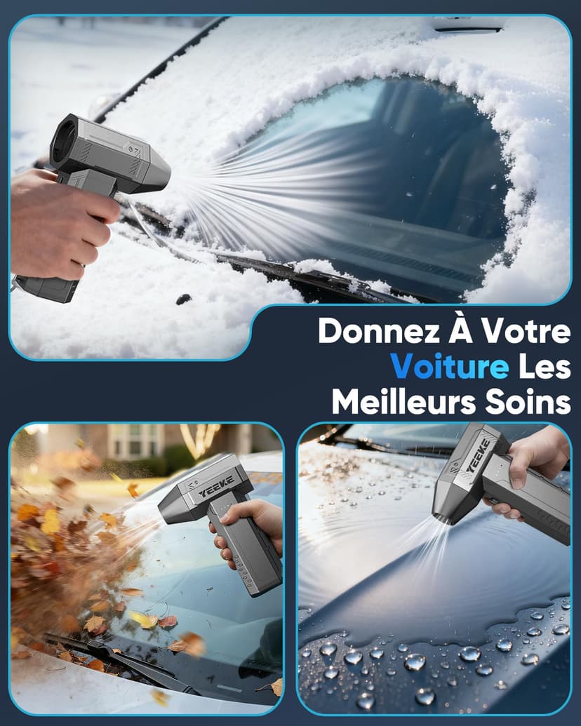 Yeeke Souffleur Air Comprimé, Souffleur PC 180000 RPM, Mini Souffleur Puissant 10000 mAh avec Charge Rapide | Moteur Sans Balais | LED Fonctionnelle, Idéal pour Nettoyage PC Gamer | Clavier | Voiture - 6