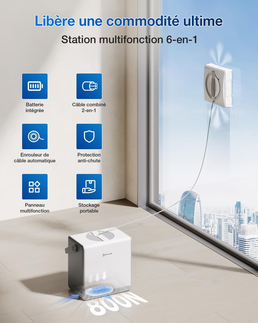 ECOVACS W2 PRO OMNI Robot Lavavetri con Stazione Multifunzione, Ricarica Durante il Funzionamento, Triplo Ugello Spruzzatore d'acqua, Protezione a 12 Livelli, Pianificazione del Percorso WIN-SLAM 4.0 - 4