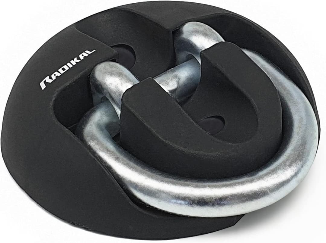 RADIKAL RK54 Ancrage au Sol pour Moto à Haute Sécurité, Arceau Soudé ø14 Repliable en Acier Cémenté, 4 Boulons d'Expansion, Antivol de Sécurité Fixation Moto Velo Mur Ancre Garage Chaine Parking