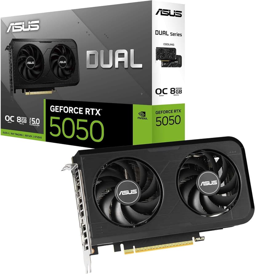 ASUS Dual GeForce RTX 5050 8GB GDDR6 OC Edition (PCIe 5.0, 8GB GDDR6, DLSS 4, HDMI 2.1b, DisplayPort 2.1b, 2-slot, Axial-tech fan design, 0dB technology, Dual BIOS) - 1