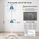 BONTEC Mobile TV Stand on Wheels, Free Standing TV Stand for 23-60 Inch LED LCD Plasma TVs, Rolling Floor TV Cart with Height Adjustable Laptop Shelf, Max VESA 400x400mm, Holds up to 25kg, white - 3