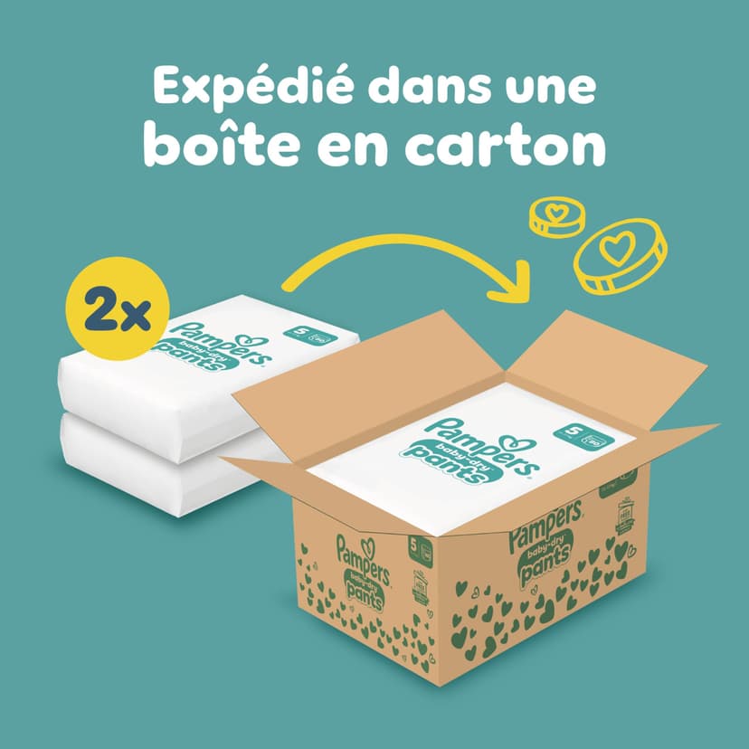 Pampers Baby-Dry Pants, Taille 5, 160 Couches-Culottes, 12-17kg, Maintien 360° Contre Les Fuites Avec Une Poche Stop & Protect Pour Une Nuit Jusqu'à 100% Sans Fuites, Pack 1 Mois - 2