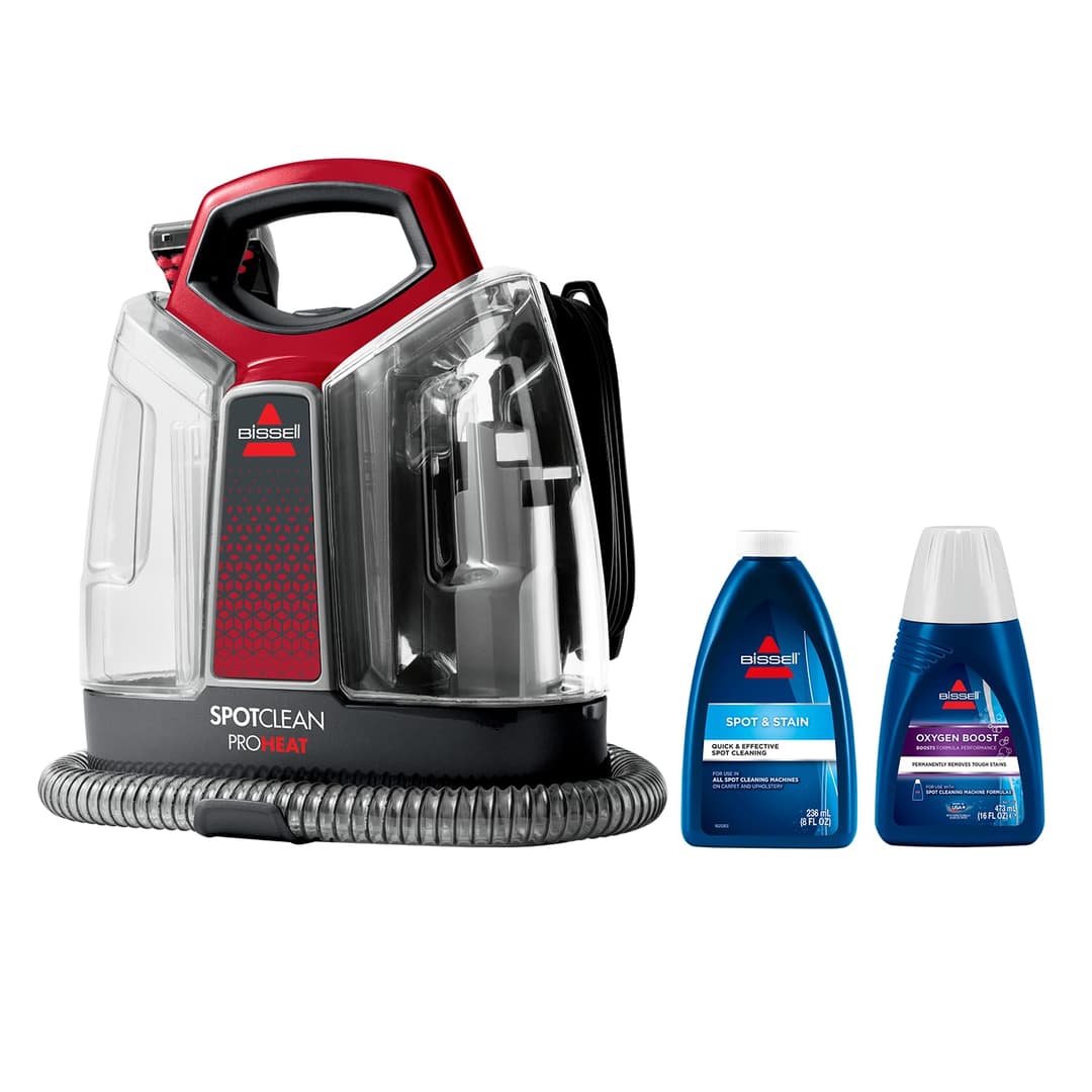 BISSELL SpotClean ProHeat, Upholstery Cleaner, Carpet Cleaner with HeatWave Technology, Compact Vacuum Cleaner, Wet Vacuum Cleaner for Carpets, Upholstery, Car & More, Powerful 330W Motor, 36988