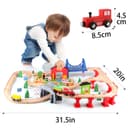 Jacootoys 80PCS Wooden Train Tracks Set Magnetic Trains Educational Construction Toy Wooden Car Tracks Vehicles for Kids 3+ Years Old Girls Boys - 4