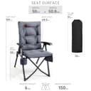 EVER ADVANCED Luxury Camping Chairs for Adults Heavy Duty Loadable 150kg High Back Oversized Folding Garden Chair Padded 6cm Comfy with Cup Holder Side Pocket Dining Chairs 4-Position Recliner - 9