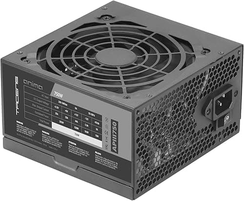 Tacens Anima APIII750, Power Supply PC ATX 750W, SMD and DC-DC Technologies, 85% Efficiency 12V, Ultra-quiet 12cm Fan, Extra-long Flat Cables, Black