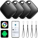 Android Smart Tag, Tracker Compatible with Google's Find Hub (Android Only), IP68 Waterproof, Bluetooth Locator for Keys/Luggage/Wallets, 4 Black - 1