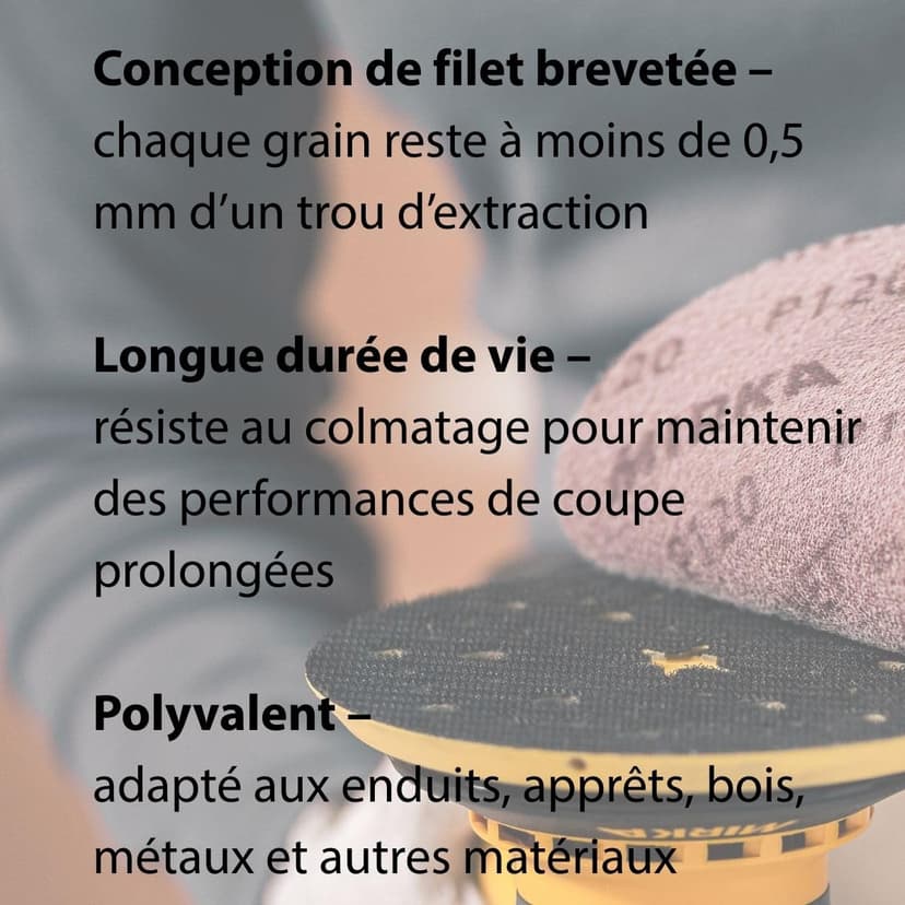 Mirka Abranet net sanding disc Ø 150 mm Hook & loop/Grit P80 / 50 pcs/for sanding wood, walls, metal, aluminium, stainless steel, filler, varnish, plastic / 5424105080 - 5