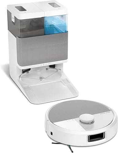 iRobot Roomba Plus 505 Combo Robot + AutoWash - Base Multifonction - Lavage et séchage à l'air Chaud des lingettes - PrecisionVision IA - LiDAR Clearview Pro - 75 Jours d'autovidage - Blanc