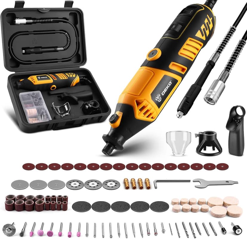 Power Rotary Tool Kit 170W: DEKOPRO 126pc Multi DIY Tool Kit for Wood/Metal - Mini Electric Sander/Drill Set with Flex Shaft for Carving,Cutting,Sanding,Grinding,Engraving,Polishing for 3D Printing - 1