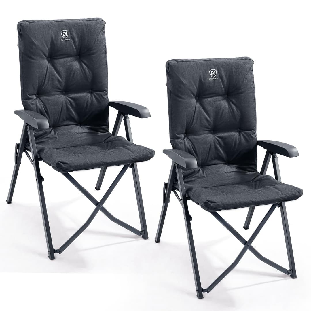 EVER ADVANCED Chaise de Camping Pliable capacité 150kg Pliante Chaise Longue de Jardin Rembourrée de Luxe avec 4 Positions Chaise de Pêche Réglable pour Balcon