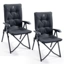 EVER ADVANCED Luxury Camping Chairs 2 Set for Adults Heavy Duty High Back Oversized Folding Garden Chair Comfy Padded 6cm Loadable 150kg Cam Adjustable Dining Chairs 4-Position Recliner Chair Black - 1