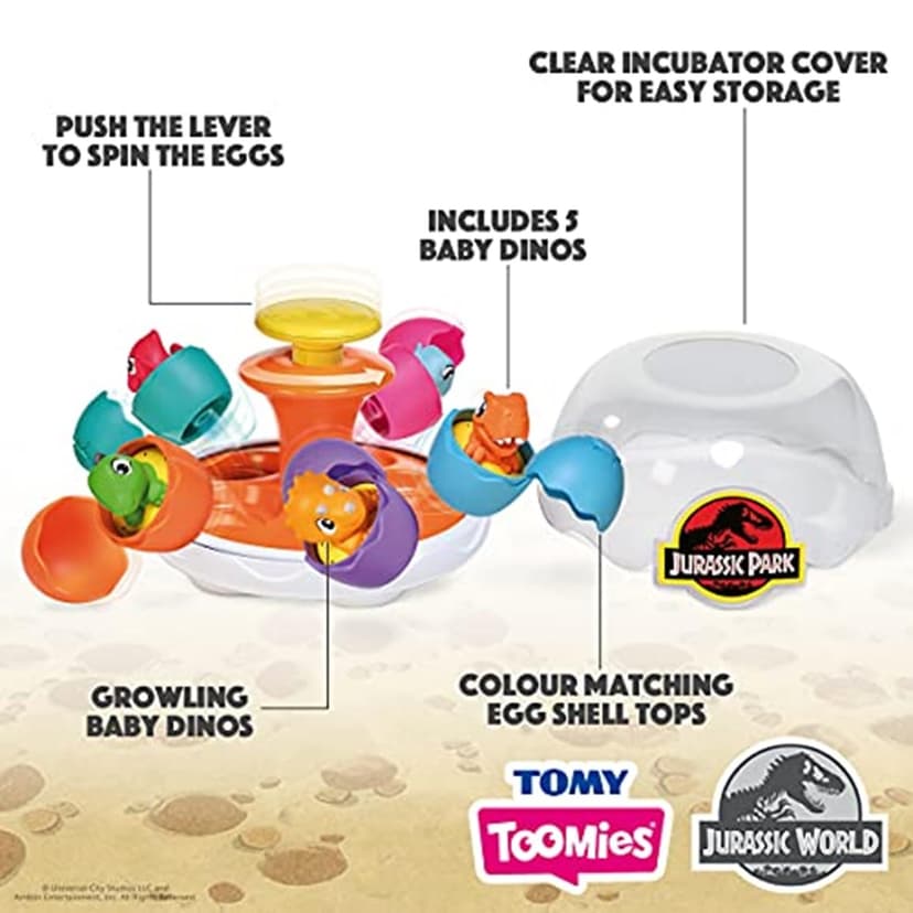 Toomies E73252 Tomy Spin & Hatch Dino Eggs, Dinosaur Children, Jurassic World, Educational Shape Sorter with Colours and Sound, Toy for Baby Boys & Girls Aged 1, 2 & 3 Years Old, Multicoloured - 6