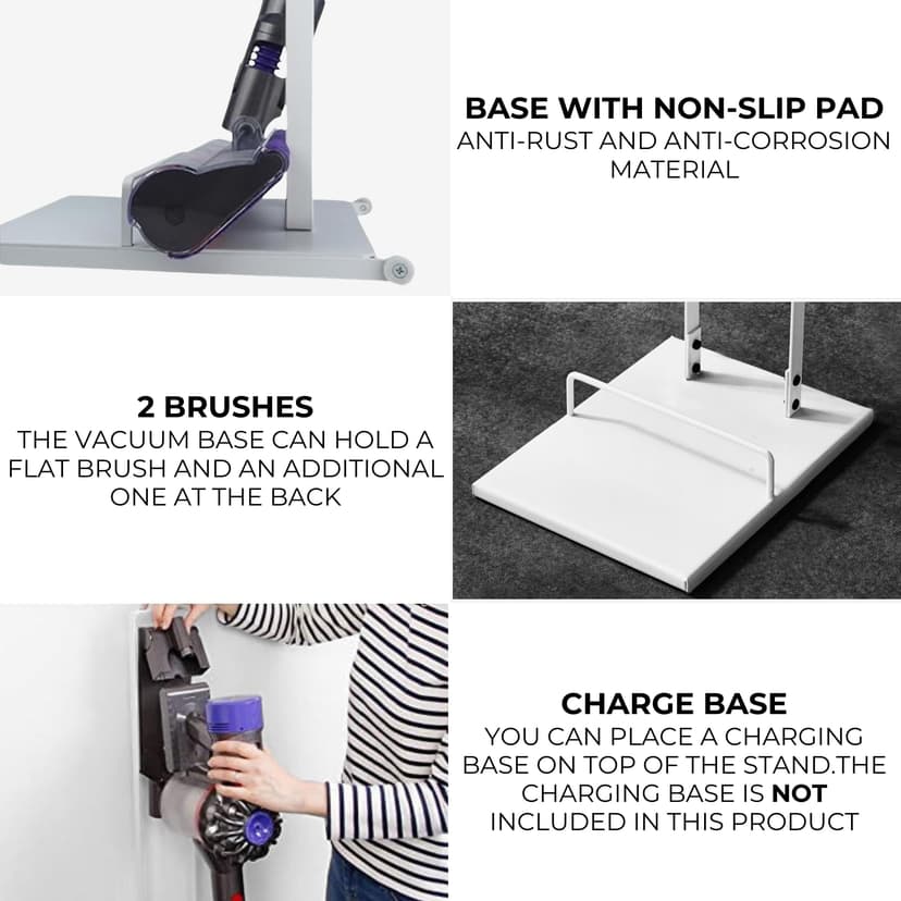 Vacuum Cleaner Holder Compatible with Dyson V15 V12 V11 V10 V8 V7 V6 - DC45/ DC35/ DC58/ DC59/ DC62/ DC74- Floor Storage Organizer with Wheels Without Drilling the Wall. - 6