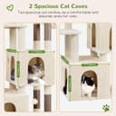 Globlazer Beige Scratching Post for Adult Cats Stable with Large Base 72 x 45 cm, 2 Cave, Padded Platform, Basket, Scratching Post 156 cm High for Cat Resting Play Indoor (F61, Beige) - 3