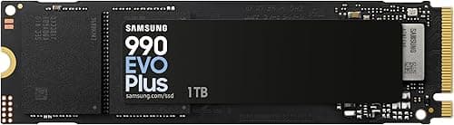 Samsung 990 EVO Plus, 1TB, PCIe 4.0 x4 / 5.0 x2, NVMe2.0 (up to 7150 MB/s), NVMe M.2 (2280), Internal Solid State Drive (SSD), MZ-V9S1T0BW