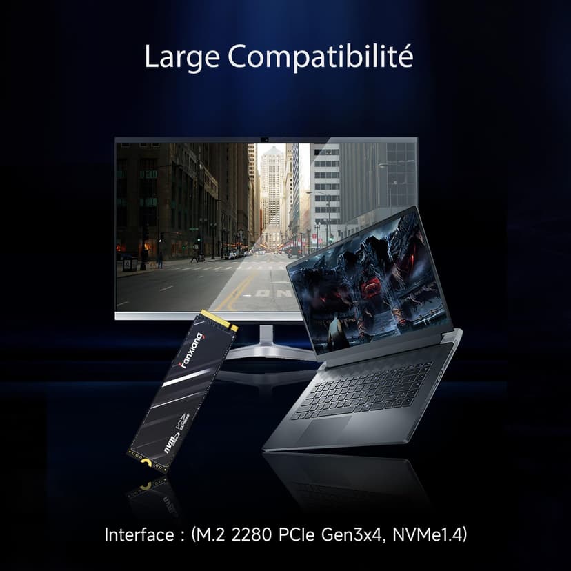 fanxiang NVMe M.2 2280 SSD 500GB, Up to 3200MB/s, PCIe Gen3 x4, Compatible with Windows/Mac OS - S501Q - 4