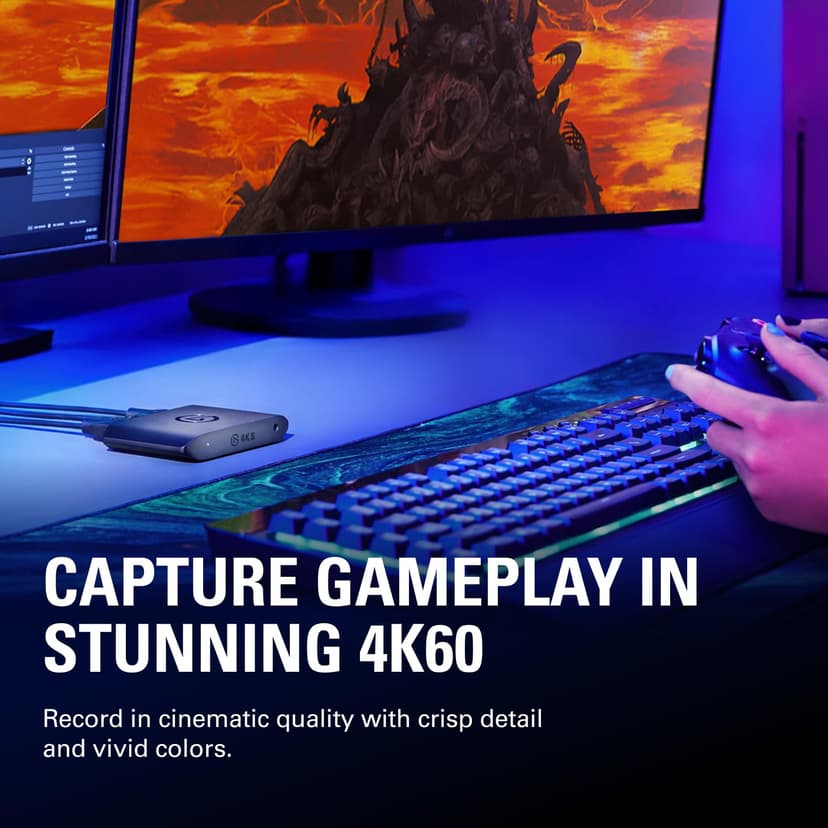 Elgato 4K S – External Capture Card for PS5, Xbox Series X/S, Switch 2, PC, Mac, iPad | 4K60, 1440p120, or 1080p240 Passthrough and Capture, HDR10, VRR, USB-C, Near-Zero Latency - 3