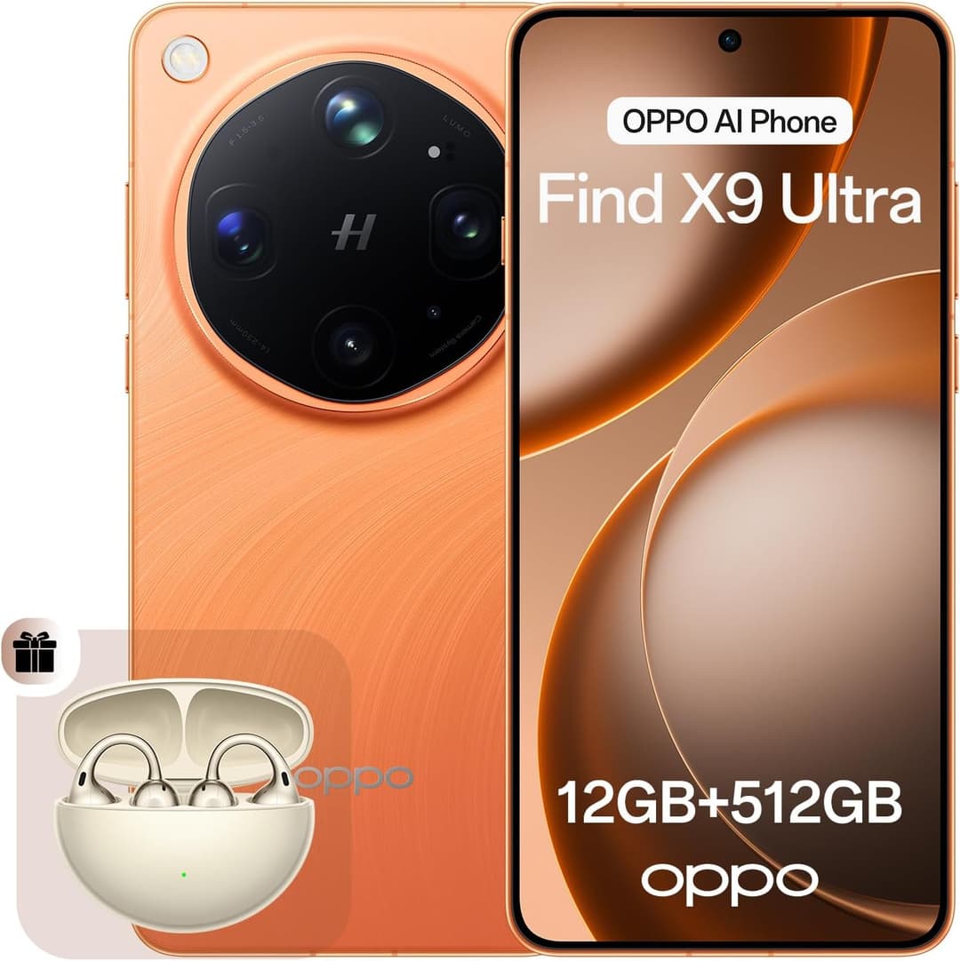 OPPO Find X9 Ultra 5G Unlocked Smartphone, Dual 200MP Hasselblad Cameras, 10x Ultra-Sensing Optical-Zoom, 8K Video, 7050mAh, 144Hz 2K Display, Snapdragon 8 Elite Gen 5, Canyon Orange(with Enco Clip2)