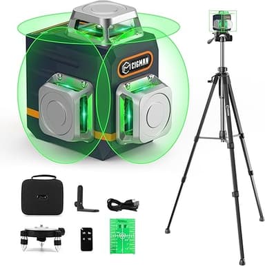 Niveau laser vert 3x360° CIGMAN CM701T avec trépied régla…