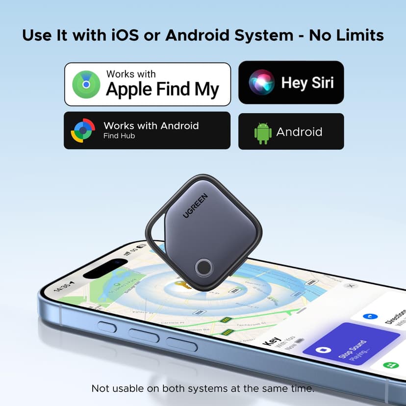UGREEN FineTrack Duo (4 Pack) for iOS & Android, USB-C Rechargeable Tracker Compatible with Apple Find My and Google Find Hub, Keys Finder and Item Locator for Wallet, Backpack, Luggage and More - 2