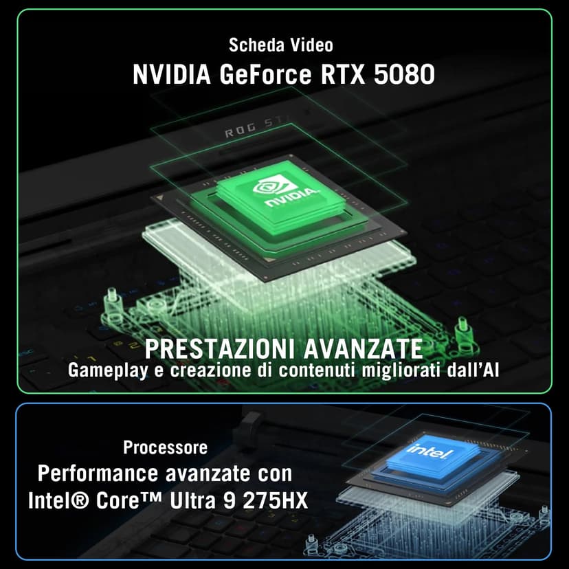 ASUS ROG Strix SCAR 16 (2025) avec écran ROG Nebula de 16" à 240Hz, NVIDIA GeForce RTX 5090 24 Go, Intel Core Ultra 9 275HX, 32 Go RAM, 2 To SSD, Win 11 Home, G635LX#B0DWSW774K, Disposition ITA, Noir - 2