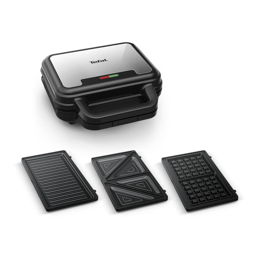 Tefal UltraCompact 3-en-1 Appareil à Gaufres, Sandwichs et Paninis, 3 jeux de plaques inclus, Compact, Rangement Facile, 700 W, SW383D10 - 1