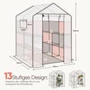 Sekey Walk In Greenhouse with Shelves - Stable Frame & Easy Assembly, Outdoor Green house with Waterproof PE Cover Plastic Greenhouse, All-Weather Protection, White (White(L)) - 6