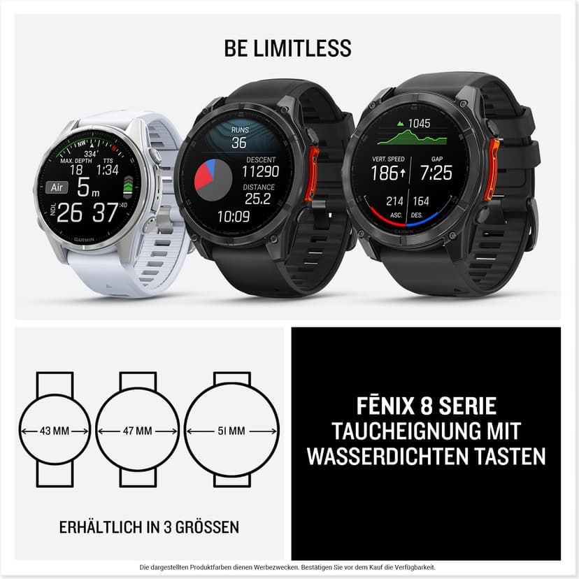 Garmin fēnix 8, 51mm Premium GPS smartwatch, AMOLED touchscreen, multisport, advanced health & training features,built-in LED flashlight,adventure watch with up to 29 days battery life, Slate Grey - 8