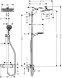 hansgrohe Crometta E - Colonne de douche économie d'eau (EcoSmart) avec mitigeur thermostatique, douche pluie (240 x 240mm), douchette, support, flexible, barre et douche de tête, Chromé, 27281000 - 9
