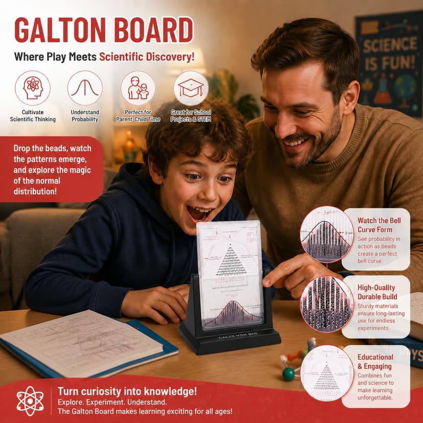 CHEOTIME Galton Board, Probability Demonstrator Effective Statistical Law Experiment Model Dalton Board Physics Lab Teaching Tool with 2800 Metal Beads - 3