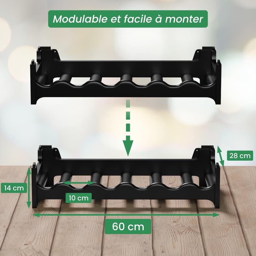 Modular Wine Rack, Bottle Rack, Bottle Storage, Bottle Holder, Wine Holder, plastic, Gris Anthrazit, 24 emplacements de bouteilles - 4