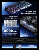 GravaStar Mercury K1 75% Wireless Mechanical Keyboard, Aluminum Alloy Gaming Keyboard with Knob, Hot Swappable, Linear Switches, Transparent Keycaps, RGB Backlit, 2.4GHz/BT5.0/USB-Black Mist - 9