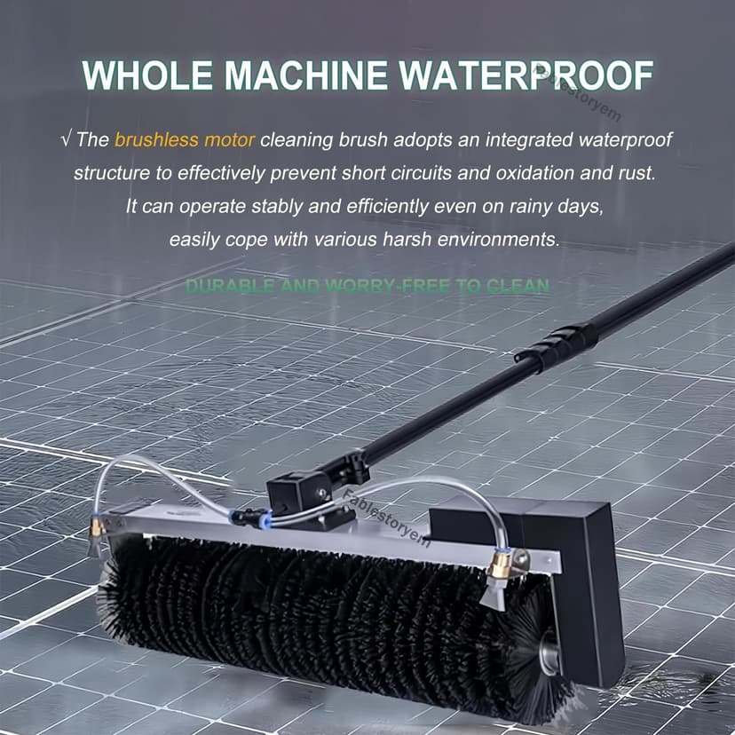 Telescopic Rod PV Panel Wash Cleaning Machine, Solar Panel Cleaning Equipment Solar Cleaner Robot, Solar Panel Cleaner, Electric Water Fed Pole Kit, 360° Rolling Cleaning Water Brush,7.5M/25Ft - 8