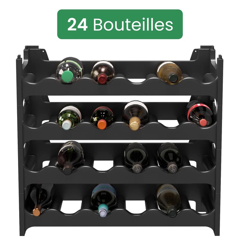 Modular Wine Rack, Bottle Rack, Bottle Storage, Bottle Holder, Wine Holder, plastic, Gris Anthrazit, 24 emplacements de bouteilles - 3