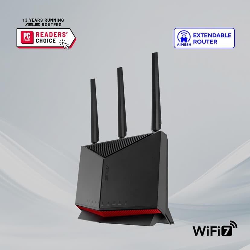 ASUS RT-BE86U Dual-band WiFi 7 Router, supports 4096-QAM, Multi-link operation (MLO), AI WAN detection, AiMesh support, subscription-free network security, and comprehensive VPN features - 2