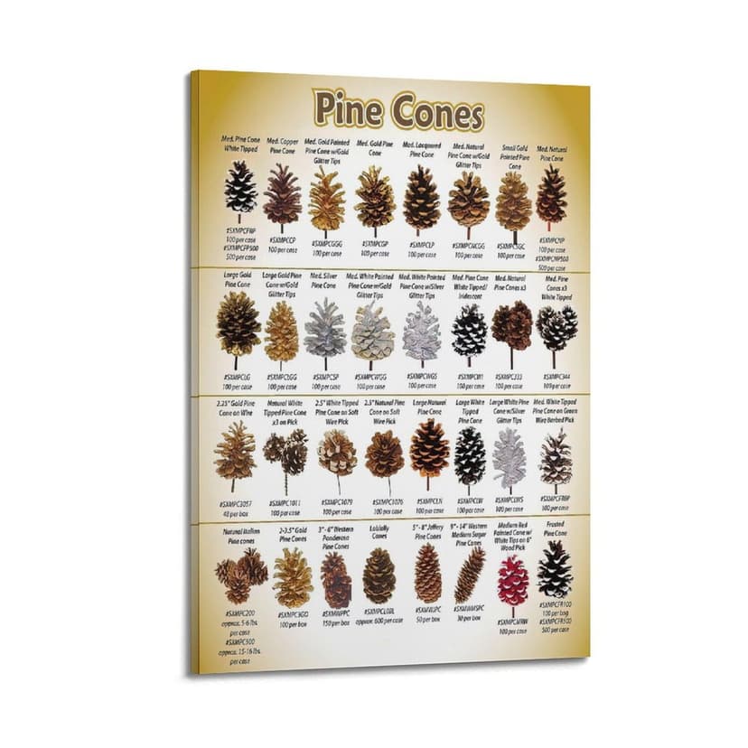 HNPBB Nature Vintage Poster Pine Cones Identification Poster Decorative Painting Canvas Wall Posters And Art Picture Print Modern Family Bedroom Decor Posters 16x24inch(40x60cm) - 1