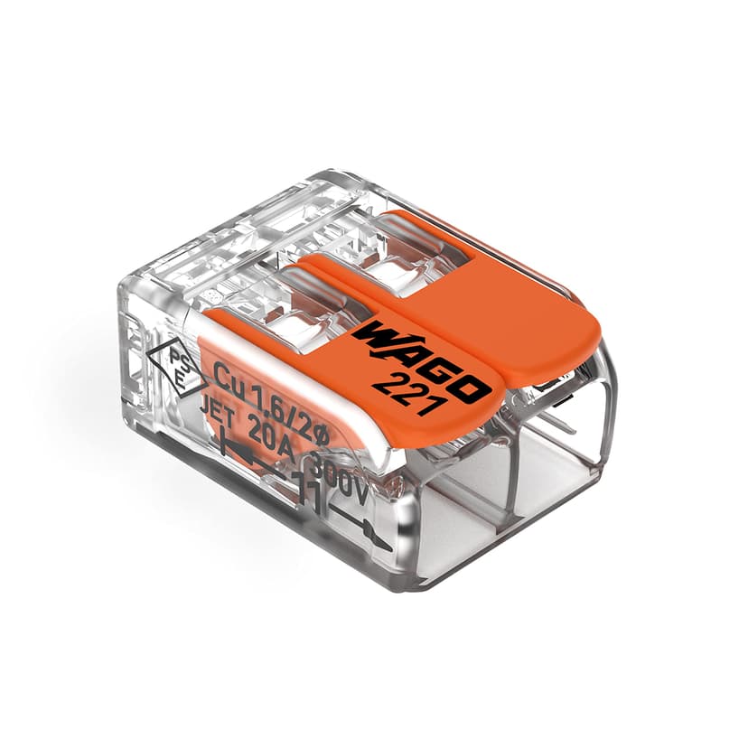 WAGO 221�XP-412�Connection Clamp 2�Conductors with Levers Small 0.2���4�mm� Transparent Design, Pack of 1 - 1