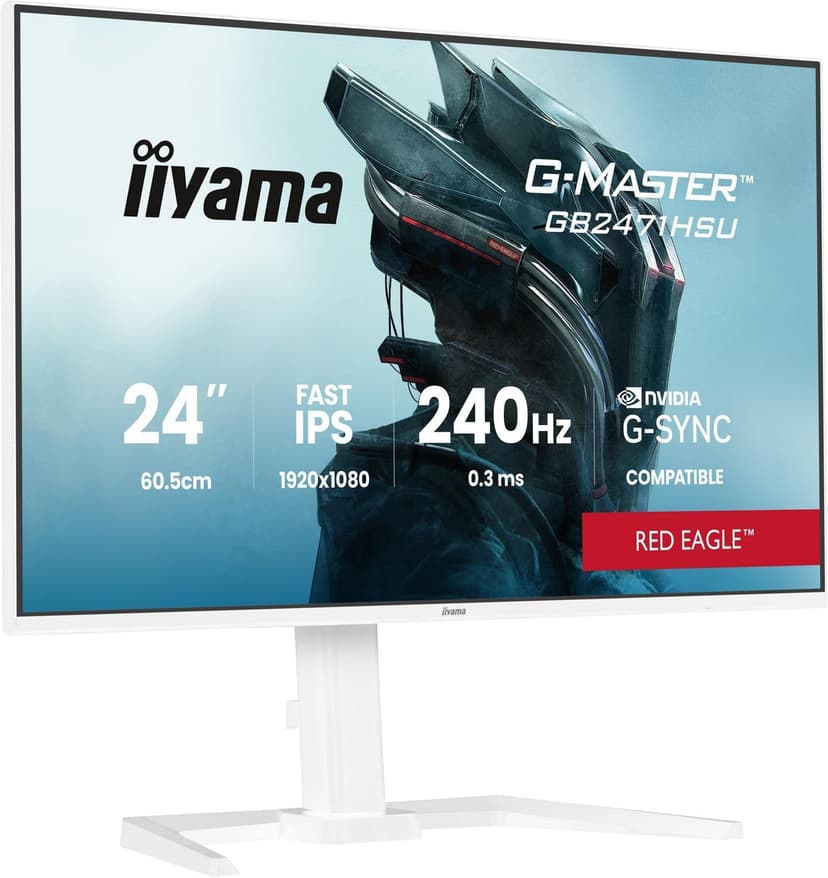 iiyama G-Master GB2471HSU-W1 24 inch Fast-IPS LCD, White Bezel, 240Hz, 0.3ms, Adaptive Sync, Full HD 1920x1080, 2 x HDMI, 1 x DisplayPort, HAS - 1