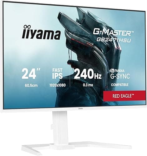 iiyama G-Master GB2471HSU-W1 24 inch Fast-IPS LCD, White Bezel, 240Hz, 0.3ms, Adaptive Sync, Full HD 1920x1080, 2 x HDMI, 1 x DisplayPort, HAS