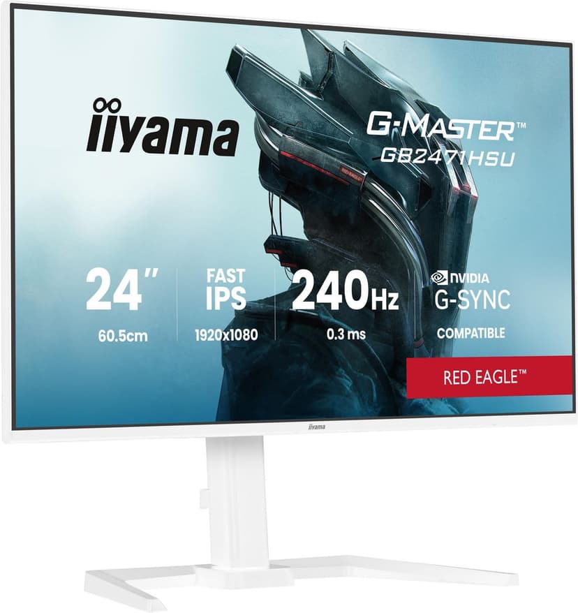 iiyama G-Master GB2471HSU-W1 24 inch Fast-IPS LCD, White Bezel, 240Hz, 0.3ms, Adaptive Sync, Full HD 1920x1080, 2 x HDMI, 1 x DisplayPort, HAS - 1