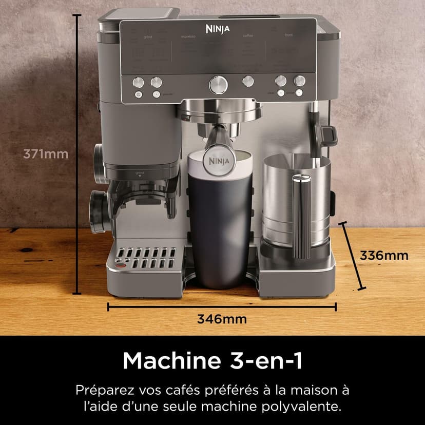 Ninja Luxury Premier 3-in-1 Coffee Maker, Espresso, Cold Brew Coffee and Filter Coffee, 4 Automatic Foam Presets, Dark Grey ES601EUGM - 2