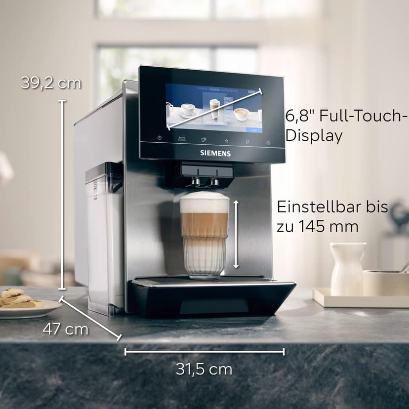 Siemens EQ900 TQ903D03 Automatic Coffee Machine, App Control, Intuitive Touch Screen, Barista Mode, AromaBoost, Noise Reduction, Premium Grinder, Automatic Steam Cleaning, - 2