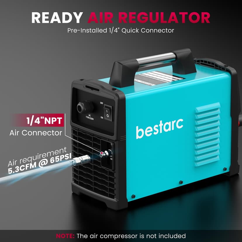 bestarc Plasma Cutter, Pilot Arc [Air Sensor Technology] 110/220V BTC500DP 10th Generation, 50Amps Screen Display Digital Plasma Cutting Machine (BTC500DP 10GEN 110/220V) - 8
