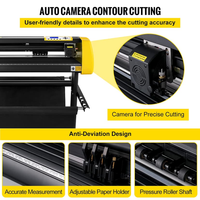 VEVOR Vinyl Cutting Plotter 870mm Vinyl Cutting Plotter for Printing Vinyl Auto Cut Camera Contours LCD Display Adjustable Strength and Speed Compatible with Windows - 3