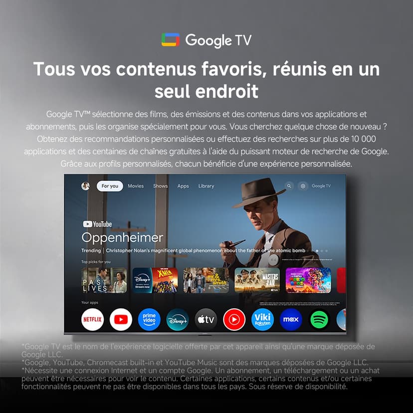 XIAOMI TV A Pro 65, 165 cm (65 Pouces), 4K UHD QLED, Smart TV, Google TV, Contrôle Vocal, HDR10+, Mode Game Boost 120Hz, MEMC, 2Go+8Go, Compatible avec Airplay & Google Cast - 3