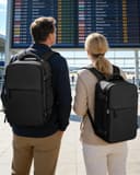 BJLFS Sac à dos sous vide avec pompe Ryanair Wizzair 40x30x20 Femme Sac Cabine Avion 40x30x20 sous vide Bagage Cabine 45x36x20 Easyjet Bagage à Main Sac pour Ordinateur Portable 14 Pouces Homme Noir - 2