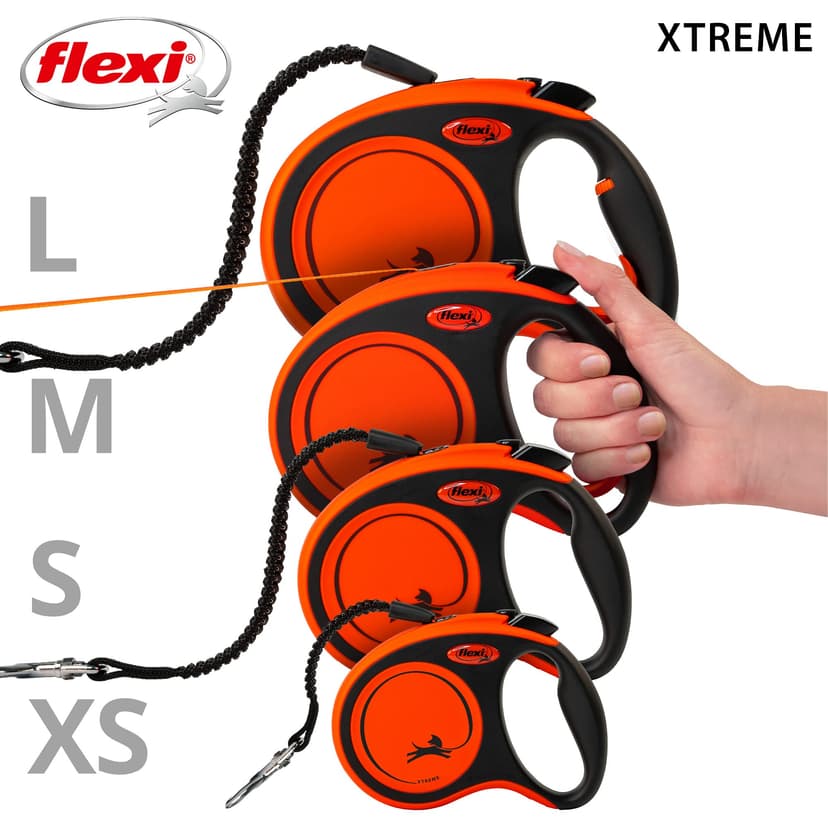 flexi Xtreme S Tape 5 m black/orange, retractable leash for dogs up to 20 kg - 7